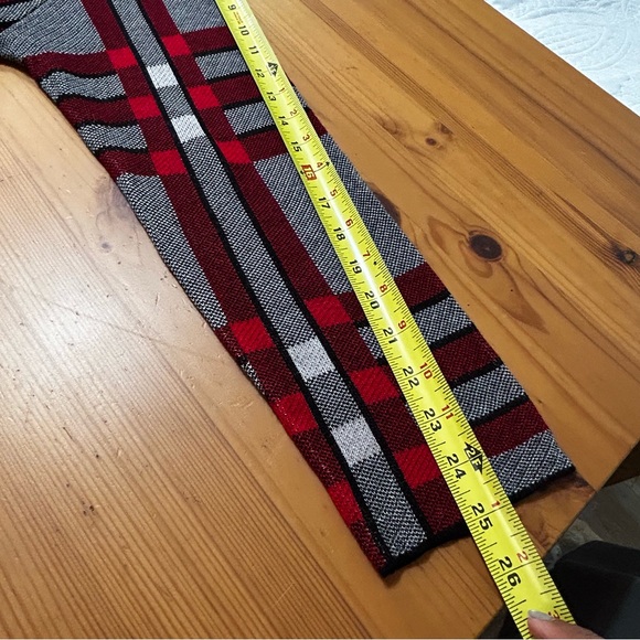 Joseph A. Longline Open Front Sweater Red Black Knit Windowpane Pockets Size 1X - Picture 13 of 13